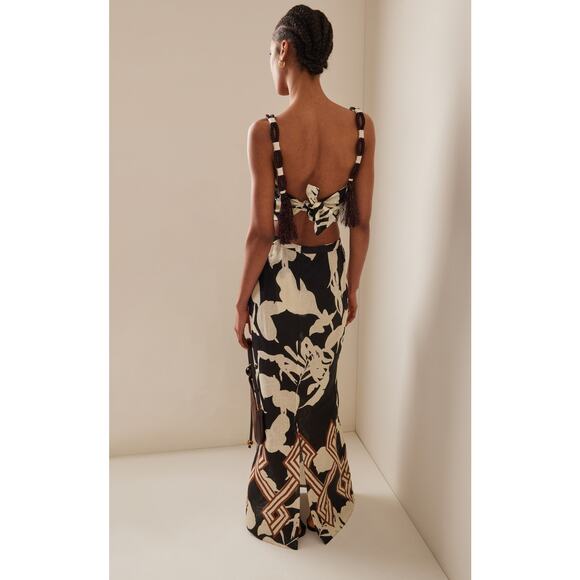 Johanna Ortiz Dinastia Del Tropico Embroidered Linen Maxi Dress - XS Black - Picture 4 of 7